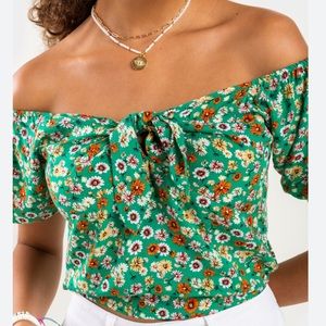 Francesca’s Mi Ami Angela Floral Off The Shoulder Blouse